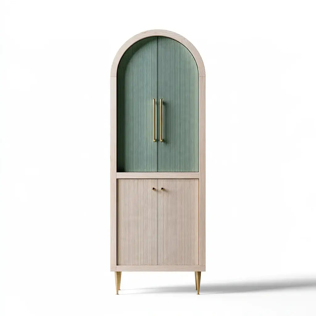 Armario estrecho con puerta arqueada - beige/verde