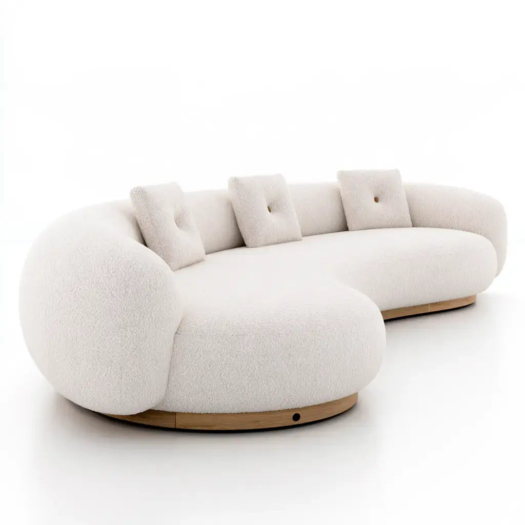 Sofá con contorno redondeado y cojines sueltos - beige
