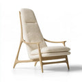 Sillón con respaldo alto y estructura angular - beige