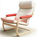 Mecedora con cojines contrastados y base curva - beige/rojo
