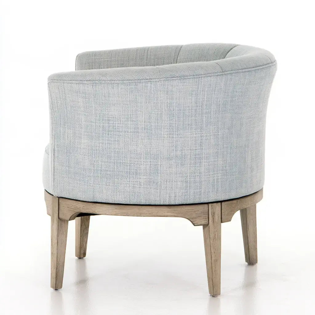 Sillón con respaldo envolvente y patas claras - gris/beige