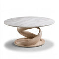 Mesa de centro redonda con base de curvas cruzadas - blanco/beige