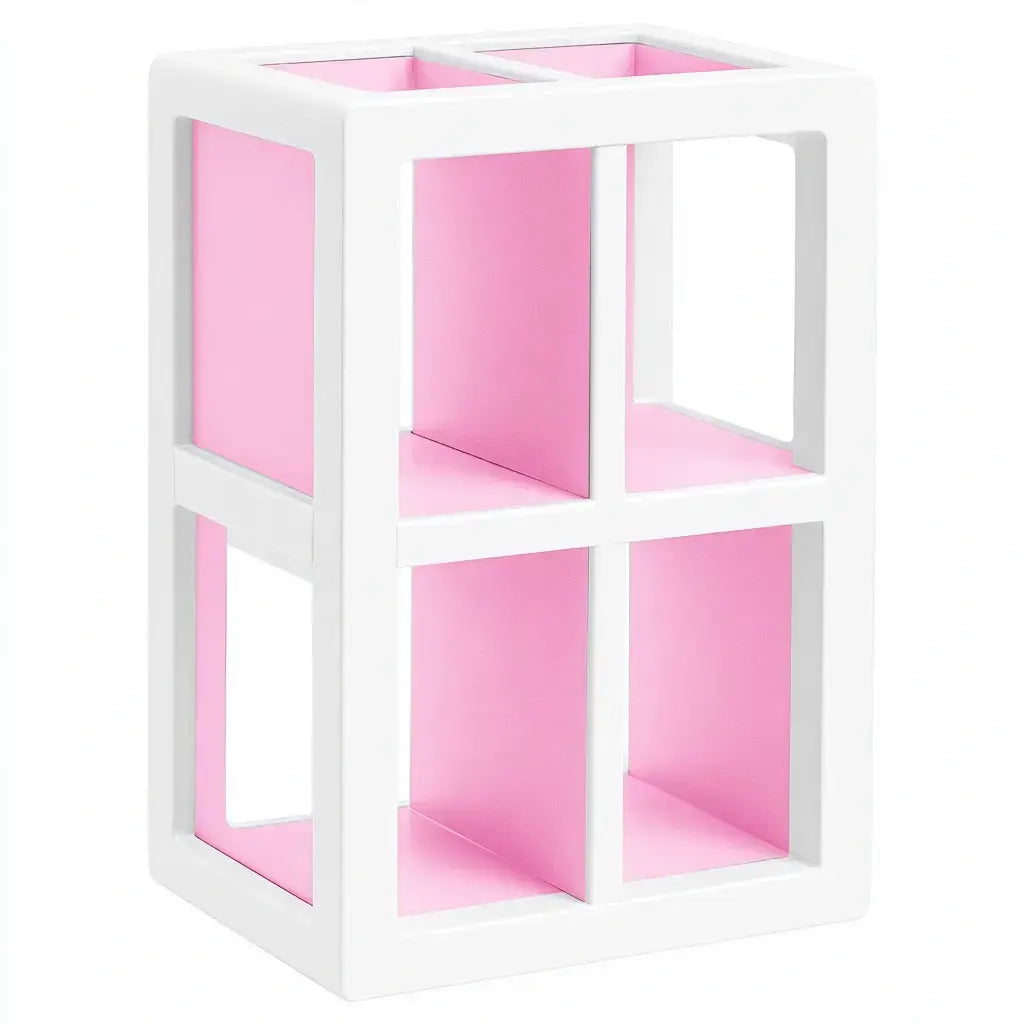 Estantería con cubos abiertos de dos tonos - blanco/rosa